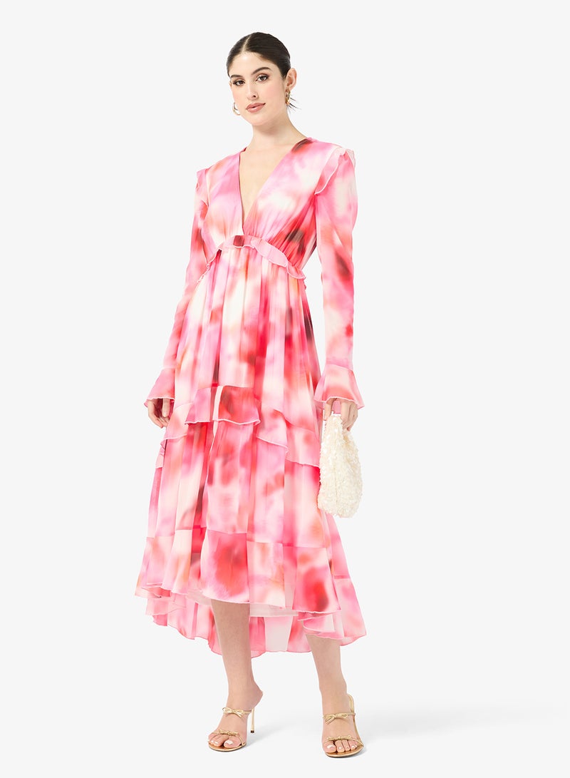 Style Cheat V-Neck Ruffle Midi Dress - Image 1